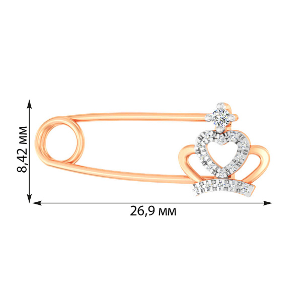Золота шпилька "Корона" з фіанітами (арт. 360102) – зображення 3