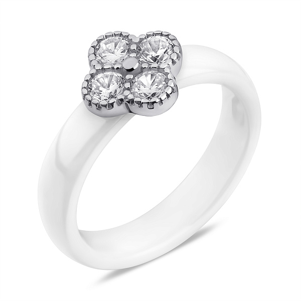 Кольцо из серебра и керамики Клевер (арт. 7501/6908кмб) – изображение 1