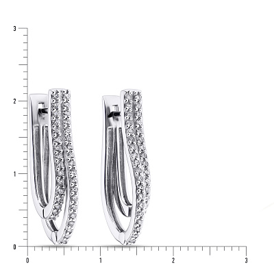 Срібні сережки з доріжками з фіанітів (арт. 7502/21008р)