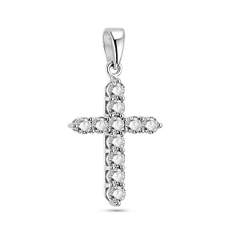 Крестик из белого золота с бриллиантами (арт. 3109617202)