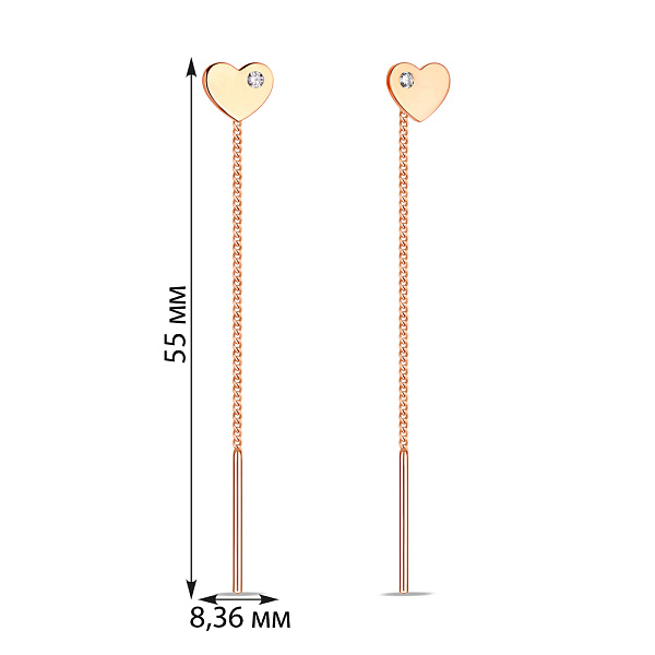 Золотые серьги-протяжки с фианитами (арт. 110828/1) – изображение 2