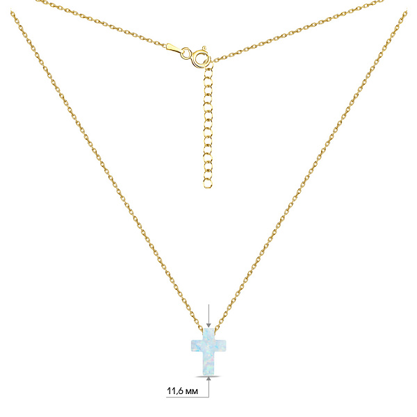 Серебряное колье с крестиком с опала (арт. 7507/441жПоб) – изображение 3