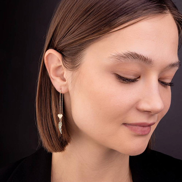 Серьги-протяжки из красного золота (арт. 1091264) – изображение 3