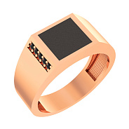 Фото Золотая печатка с эмалью и фианитами (арт. 170067ч)