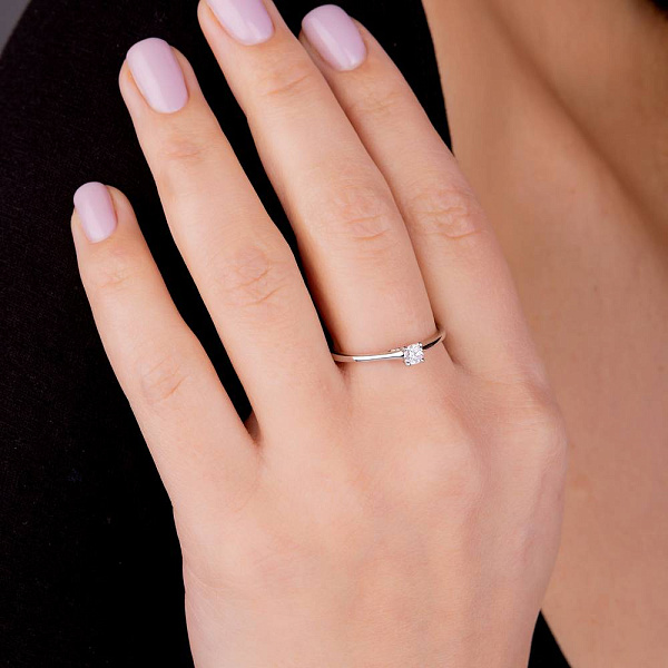 Помолвочное кольцо из золота с бриллиантом (арт. К341393015б) – изображение 2