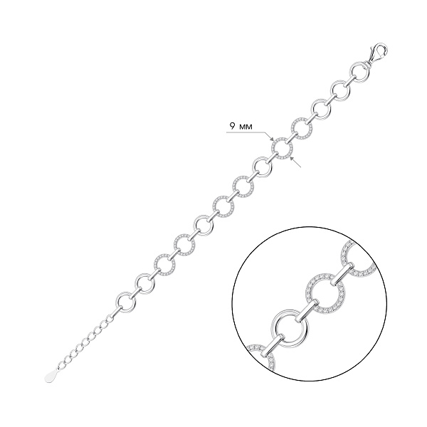 Массивный серебряный браслет с фианитами (арт. 7509/5508) – изображение 2