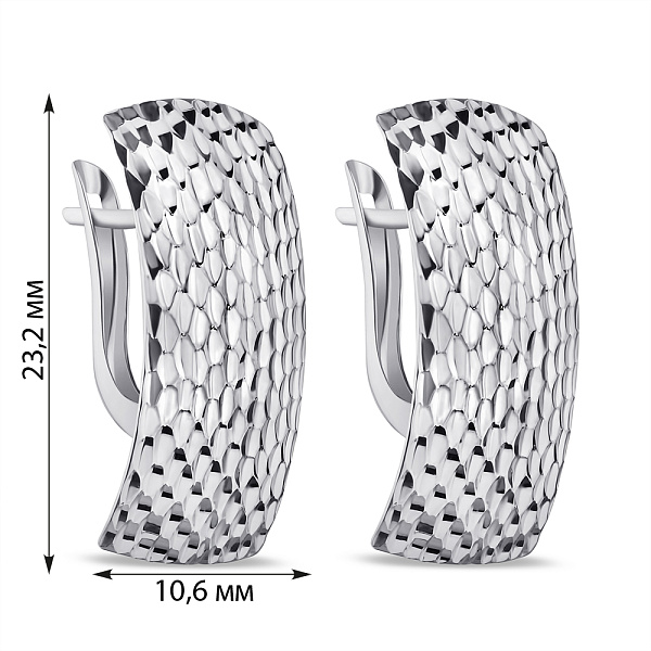 Серьги из серебра с алмазной насечкой (арт. 7502/1-8072.0.9) – изображение 2