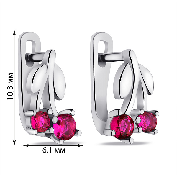 Дитячі срібні сережки Вишеньки з фіанітами (арт. 7502/С2ФРУ/1478) – зображення 2