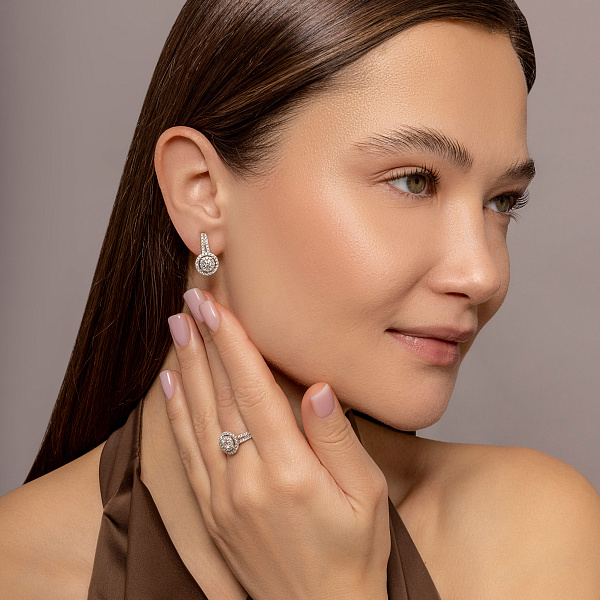 Золотые серьги с бриллиантами (арт. 2192181202) – изображение 3