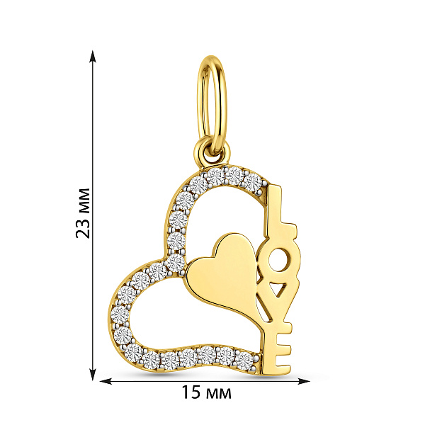 Подвеска из желтого золота Love с фианитами (арт. 440530ж) – изображение 3