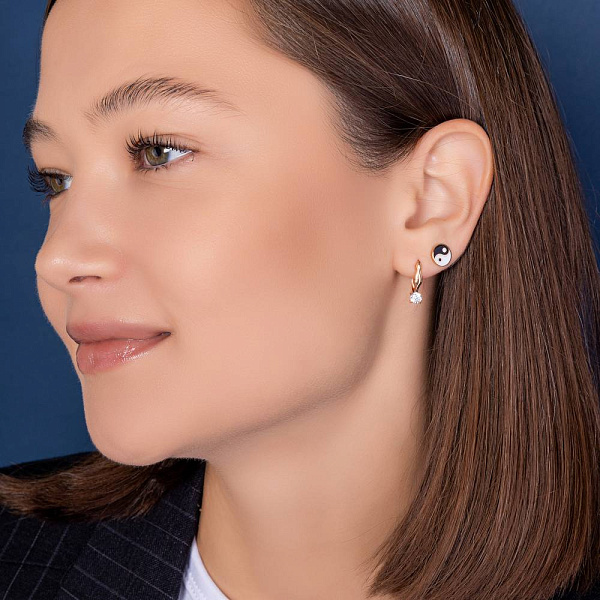 Золоті сережки-пусети Інь-Ян (арт. 109949ебч) – зображення 2