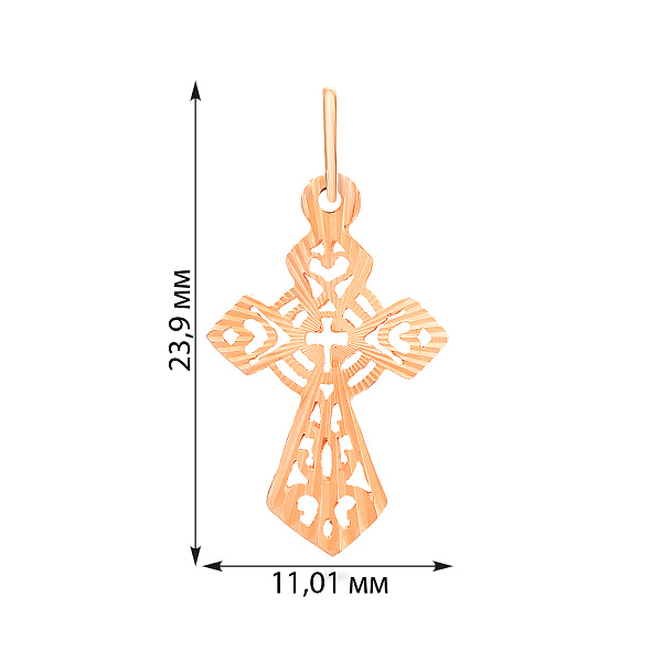 Хрестик з червоного золота з алмазною гранню (арт. 504002) – зображення 2