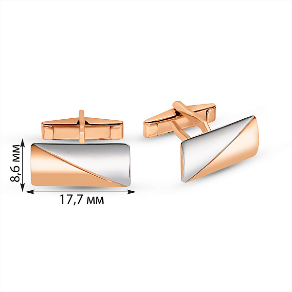 Запонки золоті з родіюванням  (арт. 210013р) – зображення 2