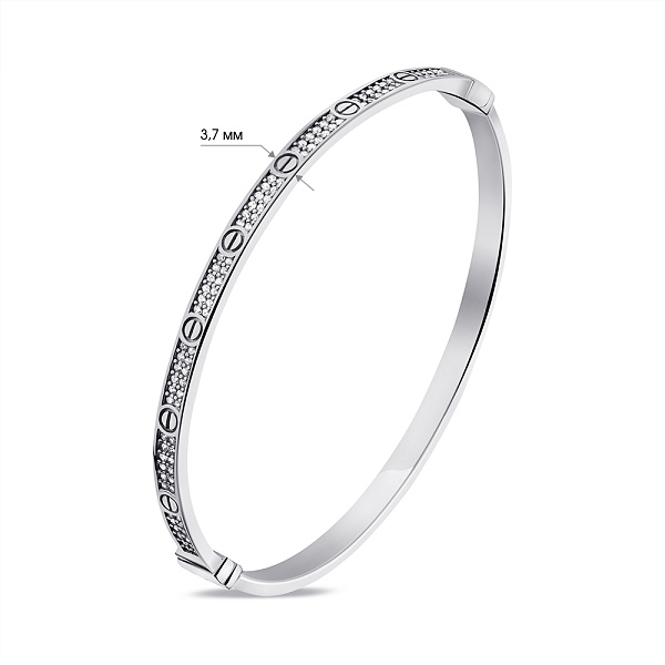 Серебряный жесткий браслет с фианитами (арт. 7509/1707/2) – изображение 2