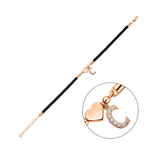 Браслет на нитці з золотими вставками (арт. 340137ч) – зображення 1