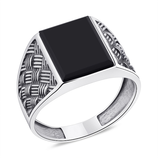 Серебряная печатка с ониксом (арт. 7906/1708о) – изображение 1