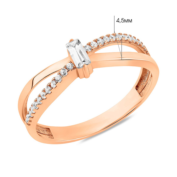 Каблучка з червоного золота з фіанітами (арт. 156452) – зображення 5