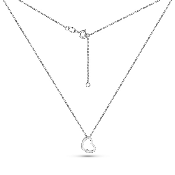 Колье «Сердце» из белого золота с бриллиантом (арт. Ц011526б) – изображение 1