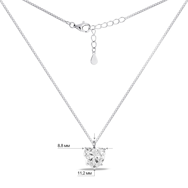 Серебряное колье с подвеской сердце с фианитами (арт. 7507/2598) – изображение 3