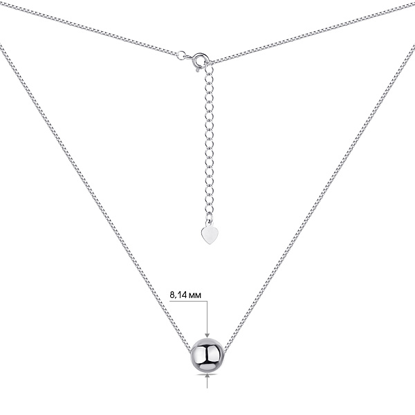 Колье серебряное "Шар" без камней (арт. 7507/1297) – изображение 3