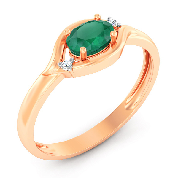 Золотое кольцо с изумрудом и бриллиантами (арт. К011066и) – изображение 1