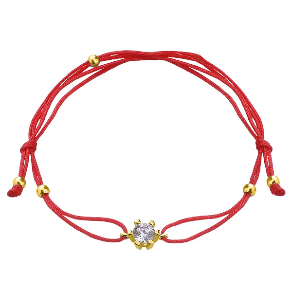 Браслет з червоною ниткою і золотими вставками (арт. 322729/2ж) – зображення 1