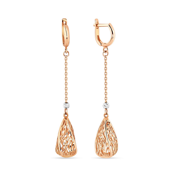 Сережки-подвески из красного золота (арт. 107257кб) – изображение 1