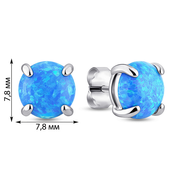 Срібні сережки-пусети з опалом (арт. 7518/5483/4Пос) – зображення 2