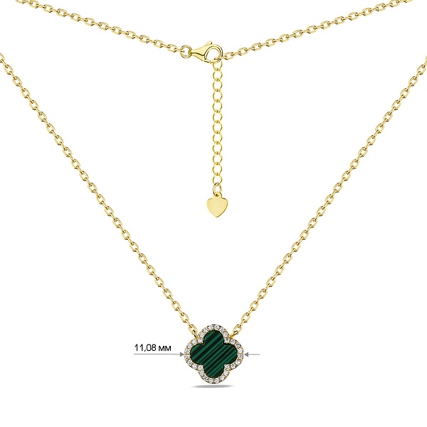 Серебряное колье с малахитом (арт. 7507/977/10жмлх) – изображение 3