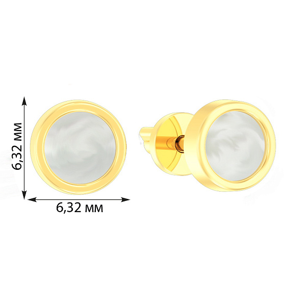 Золотые пусеты Лýна в желтом цвете металла с эмалью (арт. 111086/1жеп) – изображение 2