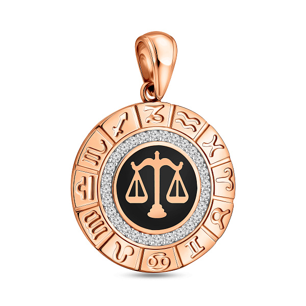 Золотой подвес "Весы" с эмалью и фианитами (арт. 440681ечвс) – изображение 1