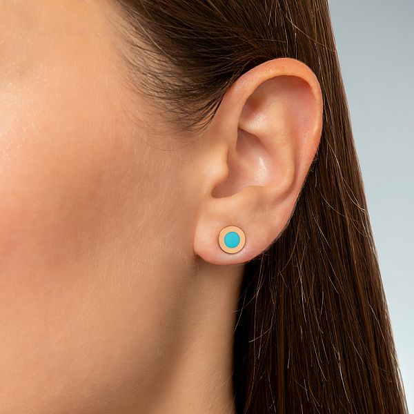 Золоті сережки пусети Лýна з емаллю (арт. 110871ет) – зображення 2