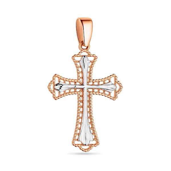 Хрестик з червоного і білого золота (арт. 440781/20кб) – зображення 1