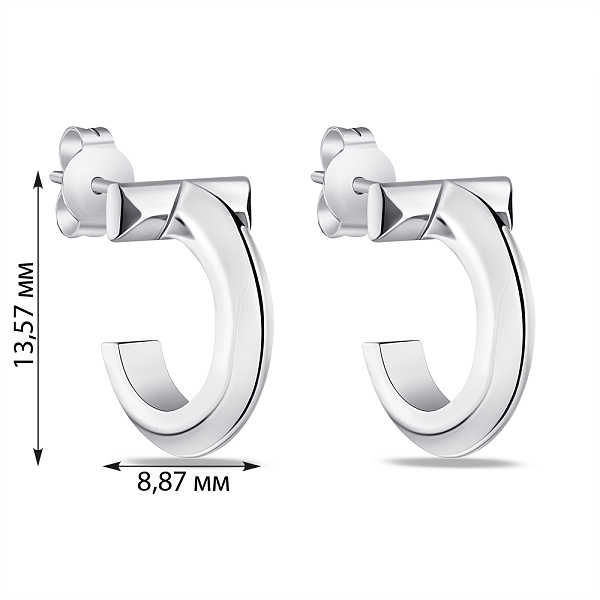 Серьги из серебра без камней (арт. 7518/6375) – изображение 2