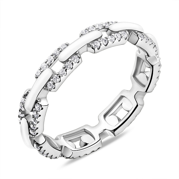 Серебряное кольцо с эмалью и фианитами (арт. 7501/6451еб) – изображение 1