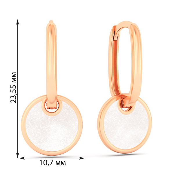 Сережки Лýна з червоного золота з емаллю (арт. 1101055еп) – зображення 3