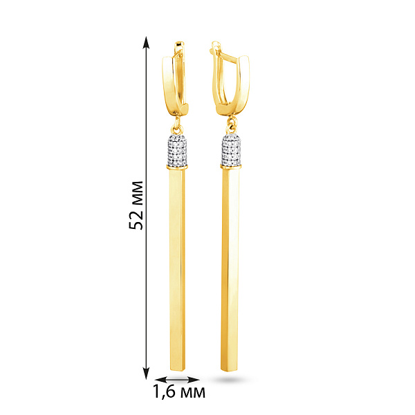 Серьги-подвески из желтого золота с фианитами (арт. 107520ж) – изображение 2