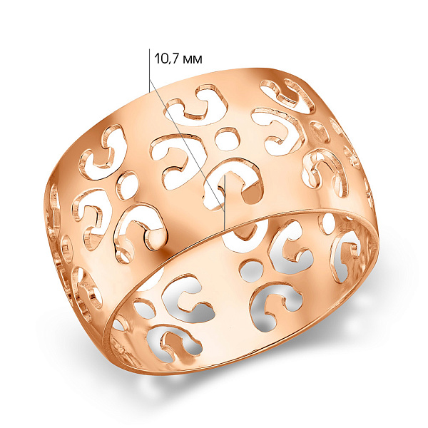 Широка каблучка з червоного золота (арт. 156275) – зображення 3