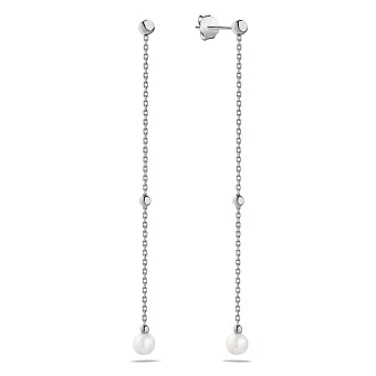 Сережки-пусети з білого золота з перлами (арт. 106797бпрлб)