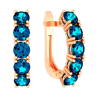 Золоті сережки з топазом лондон (арт. 111049Пл)