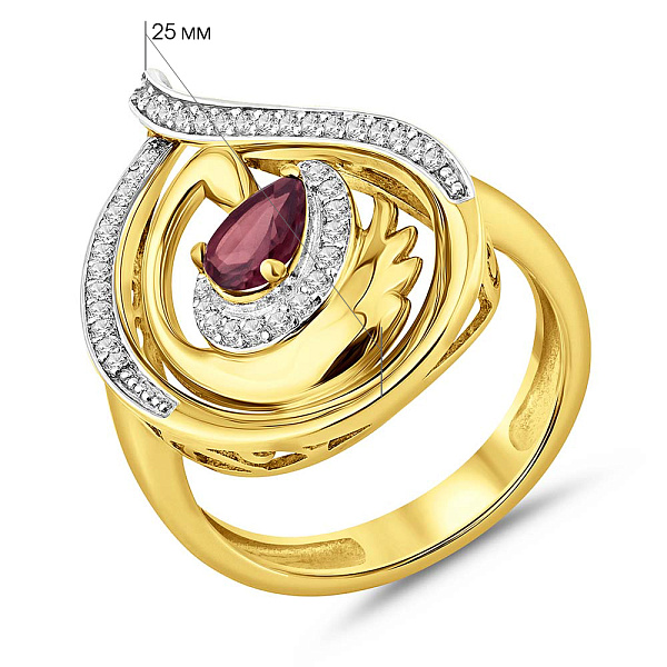 Масивна золота каблучка з кварцом та фіанітами (арт. 152686жПкф) – зображення 2