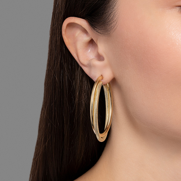 Серьги-кольца из желтого золота без камней (арт. 102054/50ж) – изображение 2