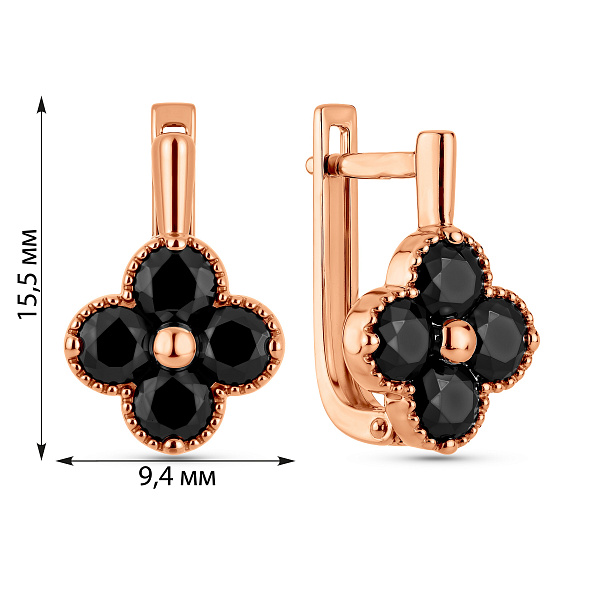 Золотые серьги с черными фианитами (арт. 111246ч) – изображение 5