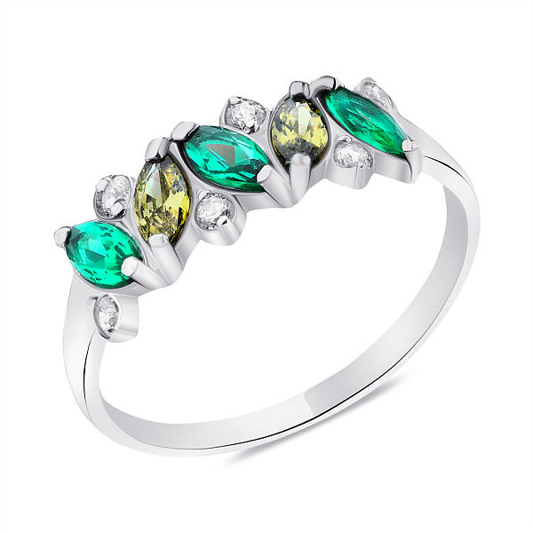 Срібна каблучка з альпінітами та фіанітами (арт. 7501/0939азжкю) – зображення 1