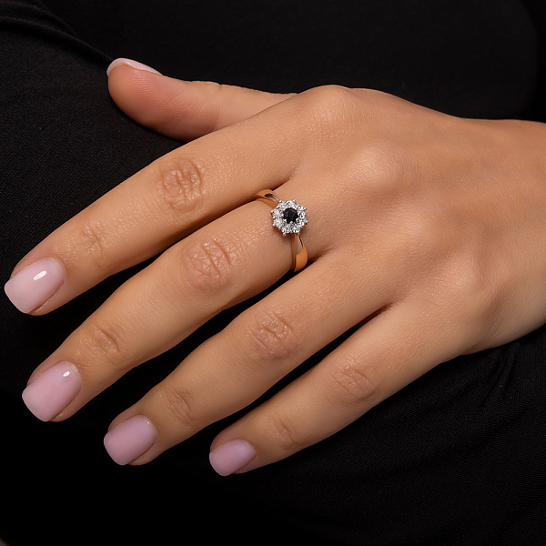 Каблучка з червоного золота з сапфіром та діамантами (арт. К011062с) – зображення 5