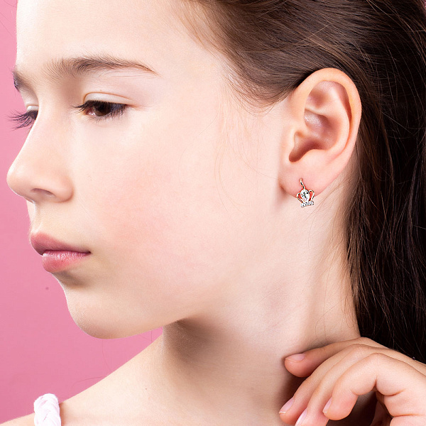 Сережки дитячі з червоного золота з фіанітами (арт. 110819) – зображення 3