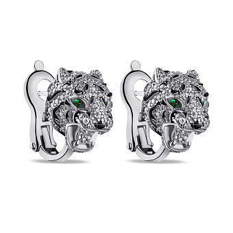 Серебряные серьги Пантеры с альпинитами и фианитами (арт. 7502/9569аз)
