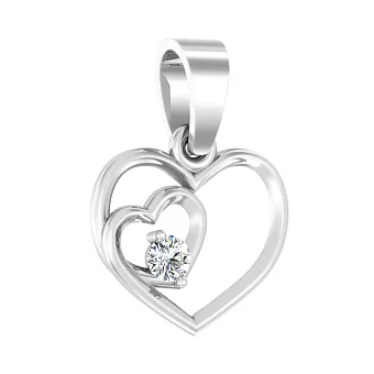 Золота підвіска Два серця з фіанітом (арт. 440559б)