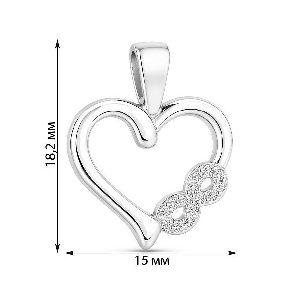 Серебряный подвес Сердце с фианитами (арт. 7503/4925) – изображение 2