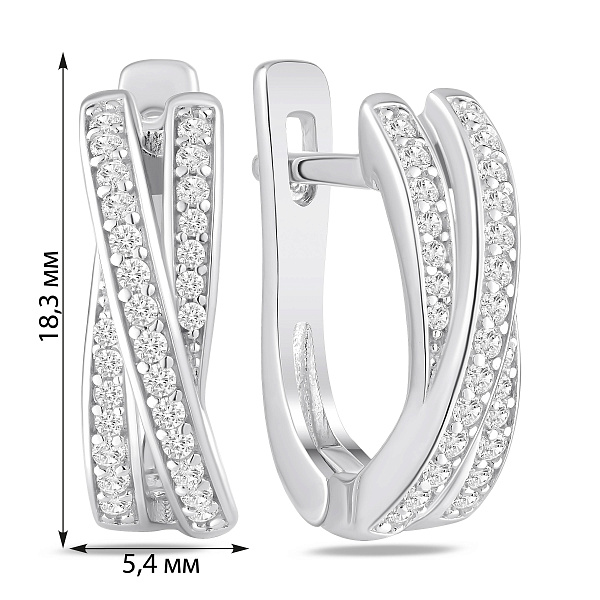 Серебряные серьги с дорожкой из фианитов (арт. 7502/10461) – изображение 2